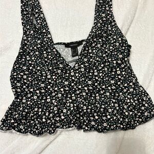 Forever 21 Black Floral Women's Top